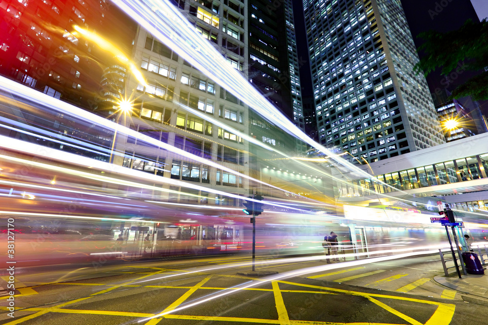 Obraz premium traffic in downtown at night