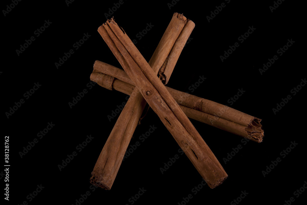 photo of cinnamon sticks on a black background photo of cinnamon sticks on a black background