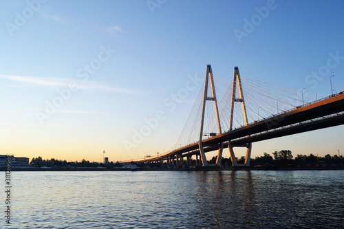 Cable-stayed bridge before sunset © konstan