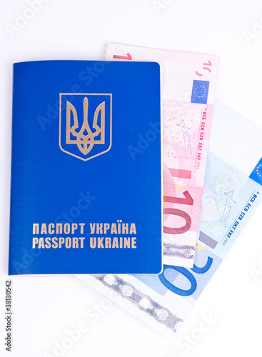 passport with euro money