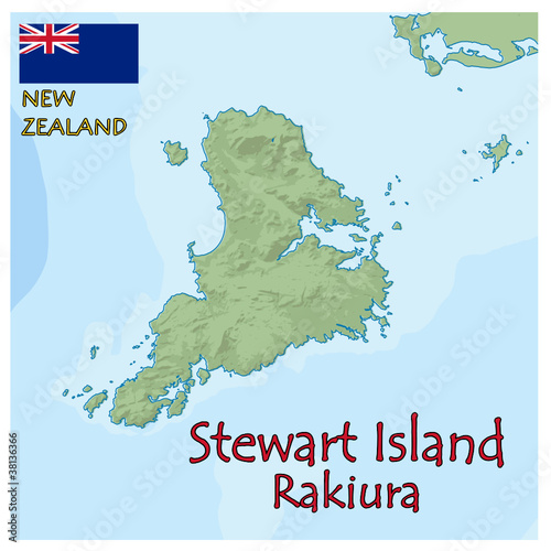 stewart island new zealand map flag emblem Stock Vector | Adobe Stock