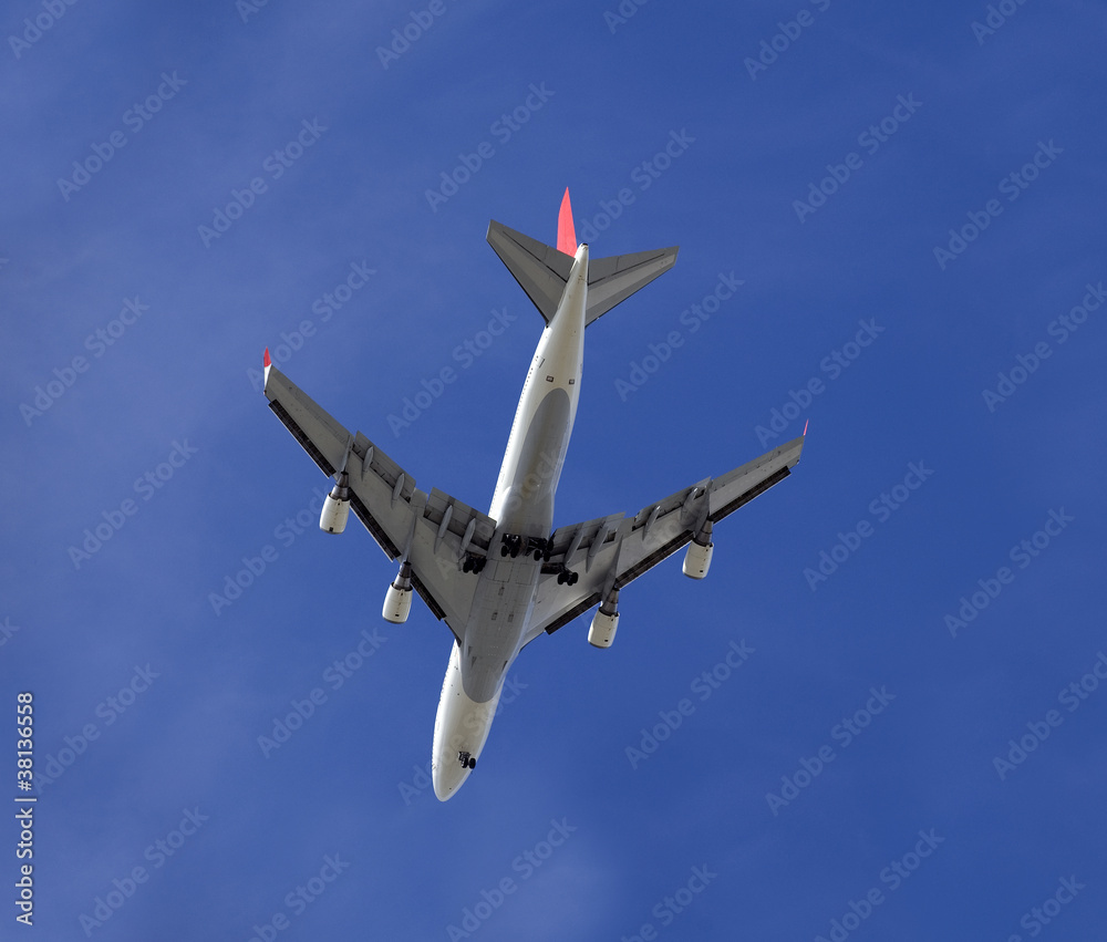 Airplane with blue background Airplane with blue background
