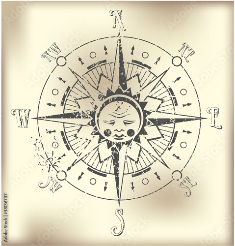 Compass Rose in the form of a stamp