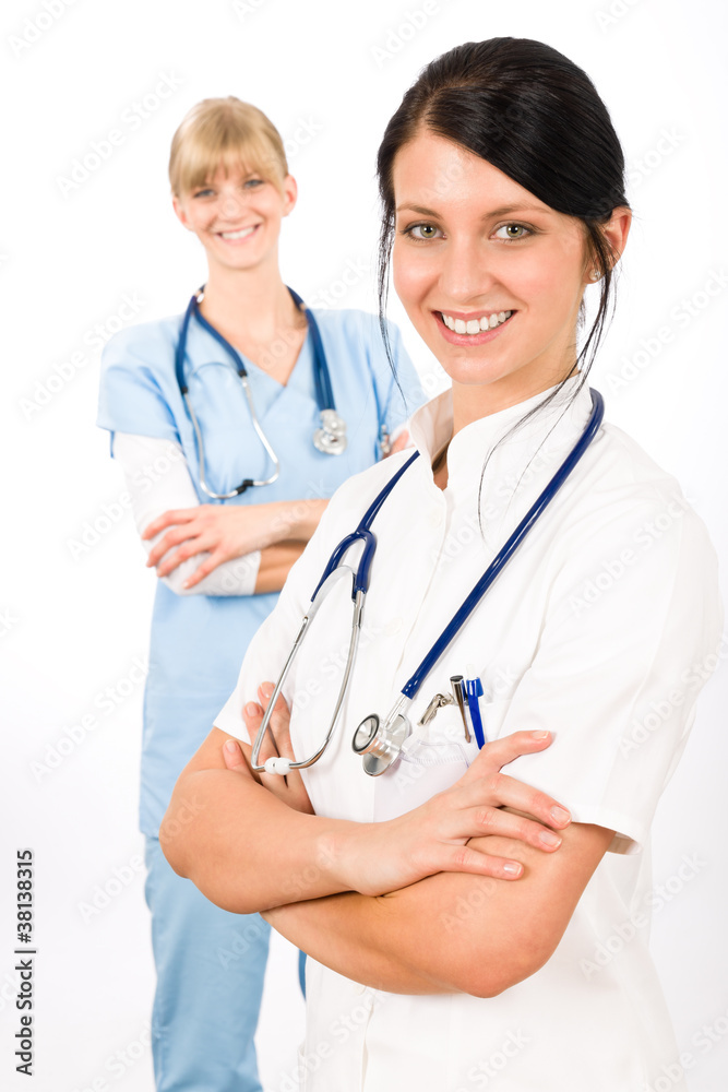 Medical team doctor young nurse female smiling Medical team doctor young nurse female smiling