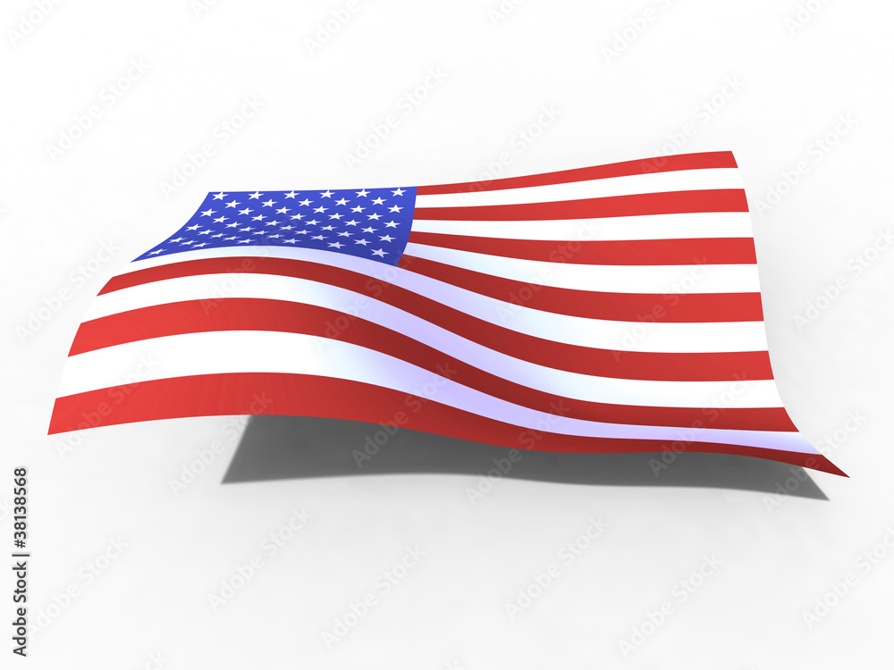 Fototapeta premium 3d illustration of the United States flag that waves with wind
