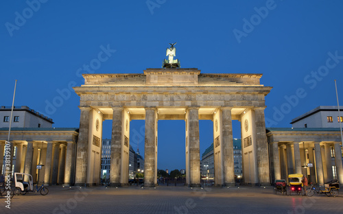 Photography Brandenburg gate illuminated at night in Berlin