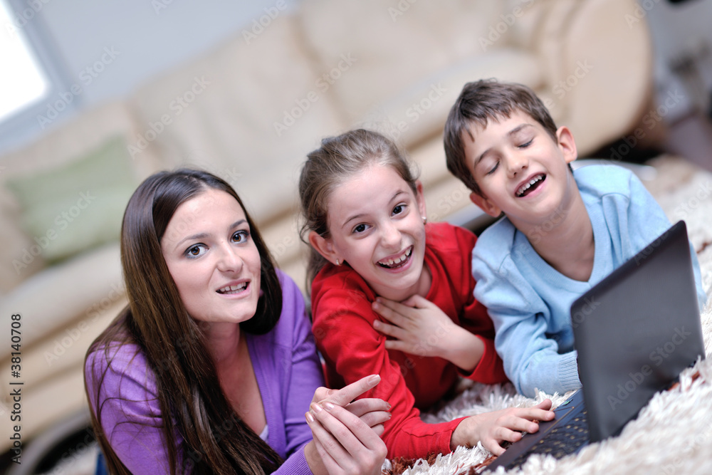Fototapeta premium happy young family have fun at home