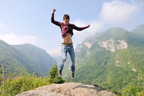 man jump in nature