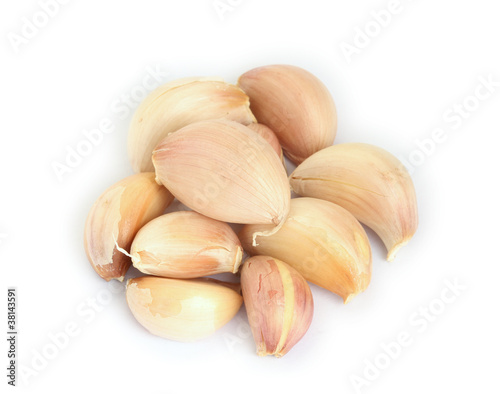 Garlic on white background