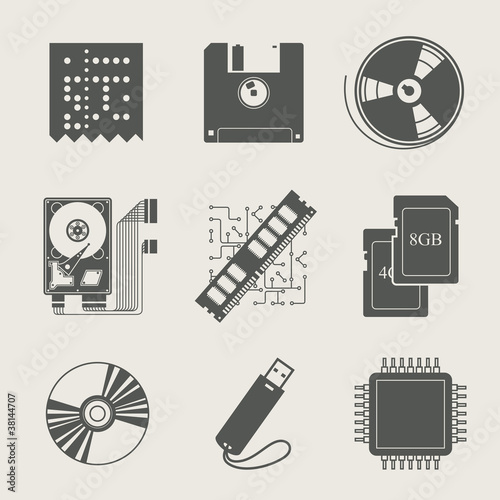storage information set of icon vector illustration