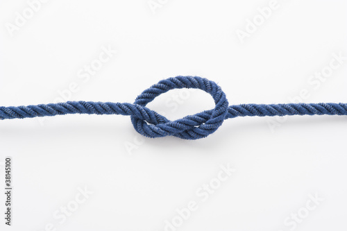 Blue rope with a tied knot