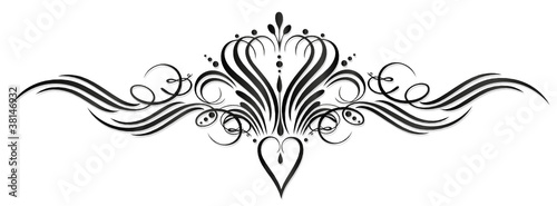 Kalligraphie, Herz, Krone, Ranke, vintage, black art