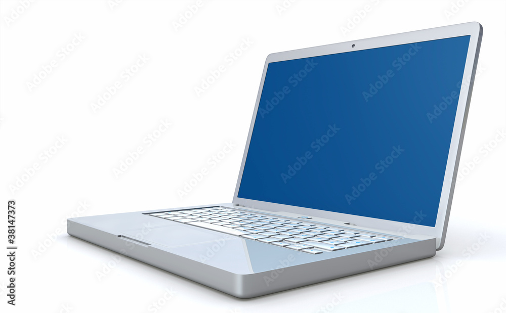 Silver netbook on white background Silver netbook on white background