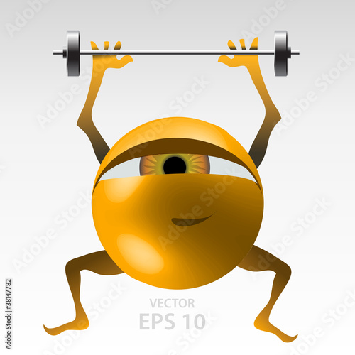 Yellow funny eyeball, training to get fit