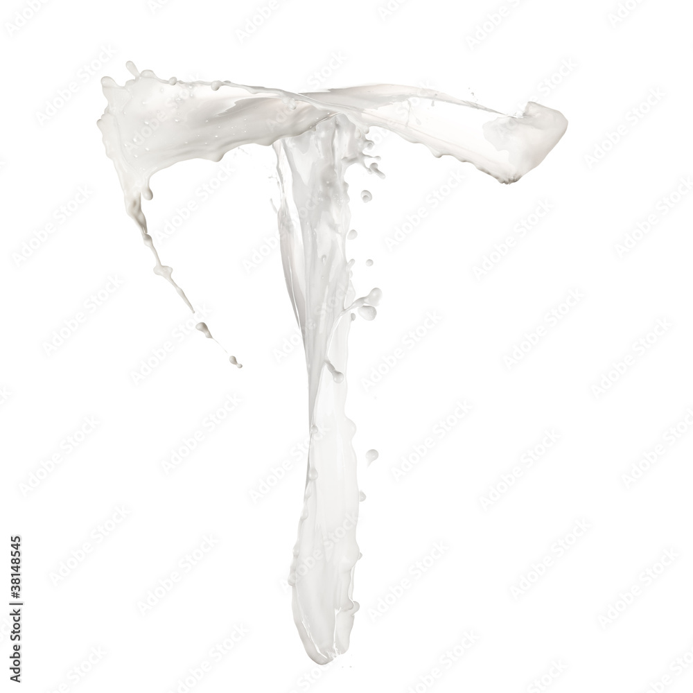 Letter T made of milk splash,isolated on white background Letter T made of milk splash,isolated on white background