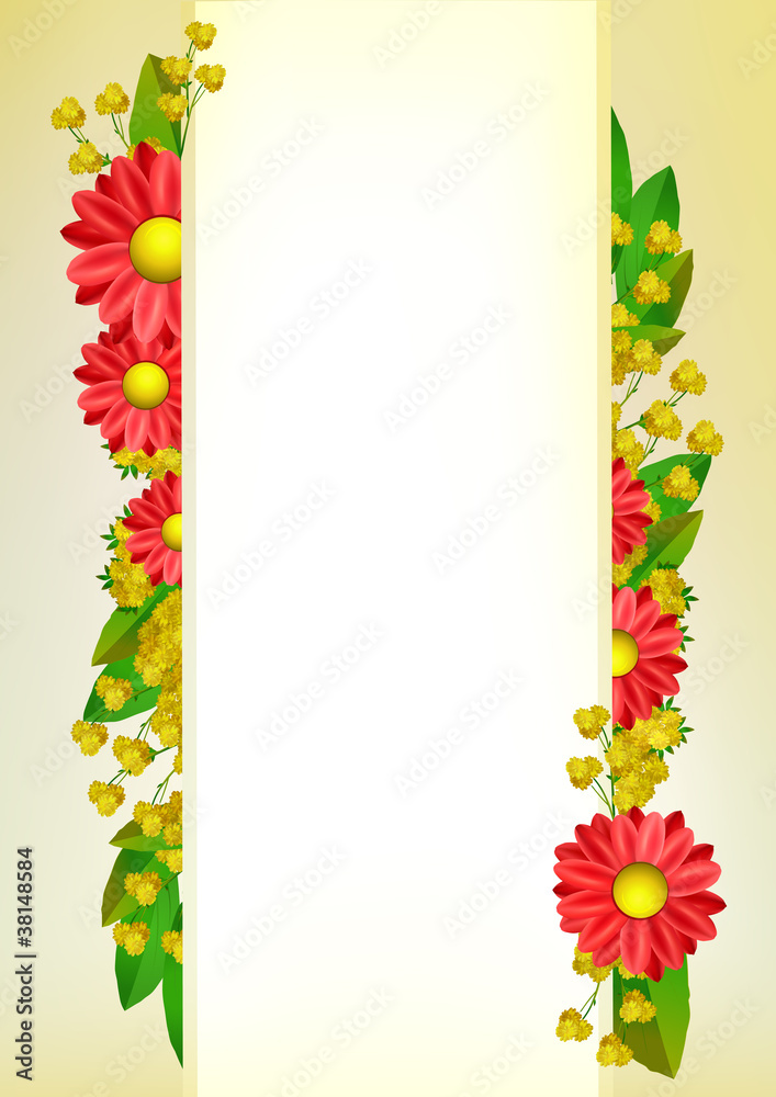 red and yellow flowers border design Stock Vector Adobe Stock