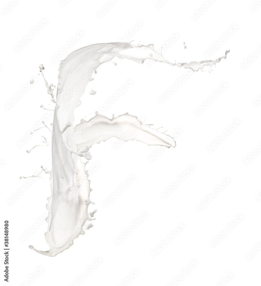 Letter F made of milk splash,isolated on white background Letter F made of milk splash,isolated on white background