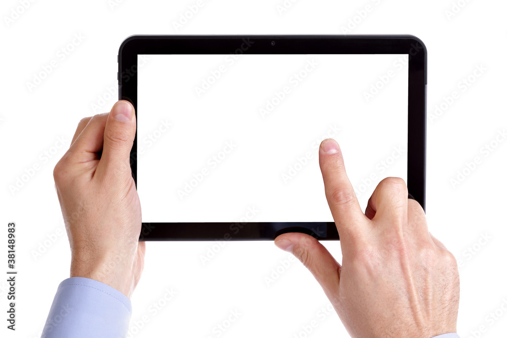 Holding and touching digital tablet Holding and touching digital tablet