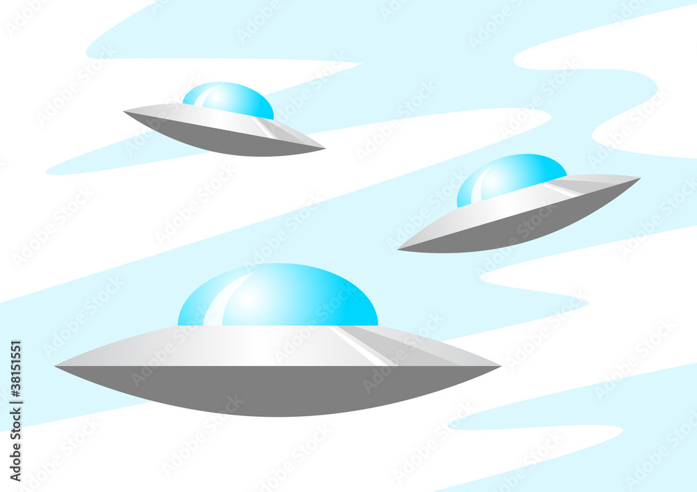 UFO on blue sky UFO on blue sky