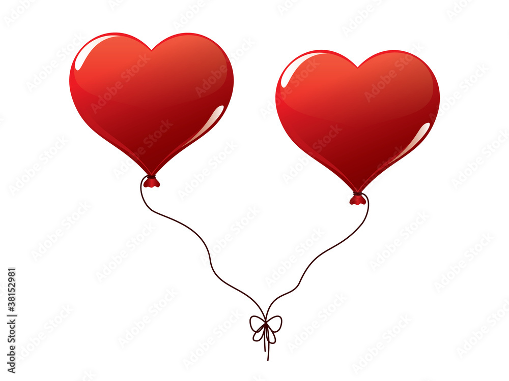 two  balloons  in form of hearts