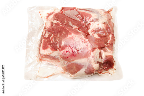 Fresh pork meat in vacuum packed  scapula