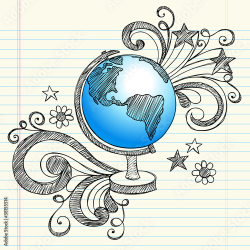 Obraz Doodle Geografia Planeta Ziemia Globe Klasa