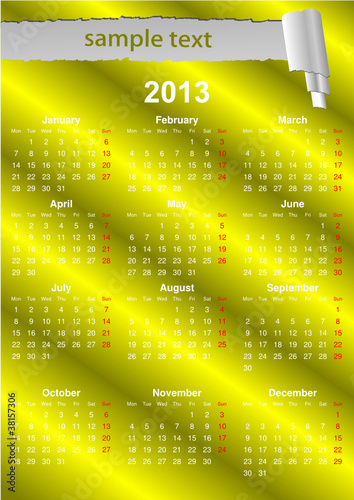 English Calendar 2013 with space for text (vector)