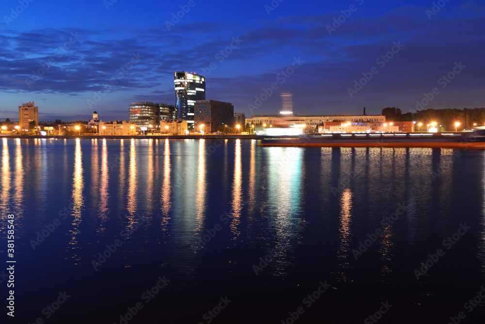 View of Neva river at night