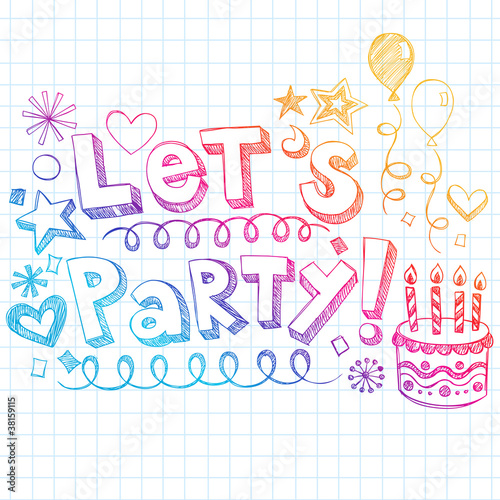 Birthday Party Sketchy Notebook Doodles