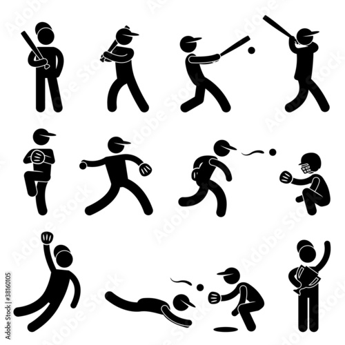 Baseball Softball Swing Pitcher Champion Icon Pictogram