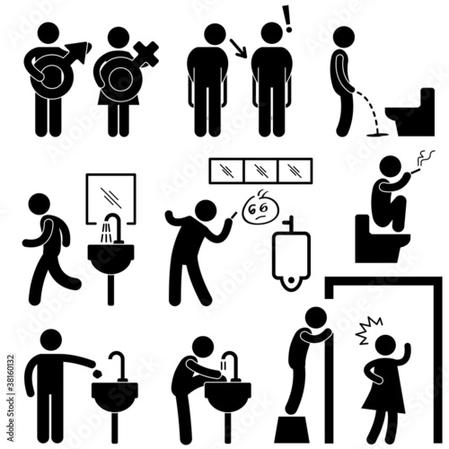 Funny Public Toilet Concept Icon Symbol Sign Pictogram