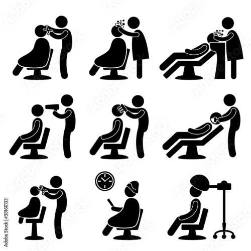Barber Hair Salon Hairdresser Icon Symbol Sign Pictogram
