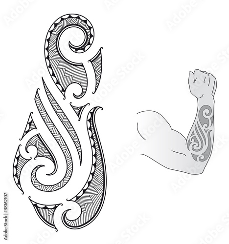 Maori tattoo design fits to a forearm