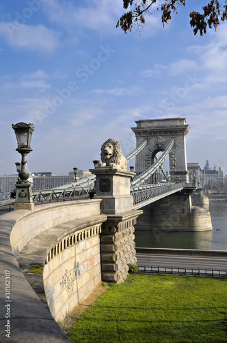 Chain Bridge over river Danube in Budapest