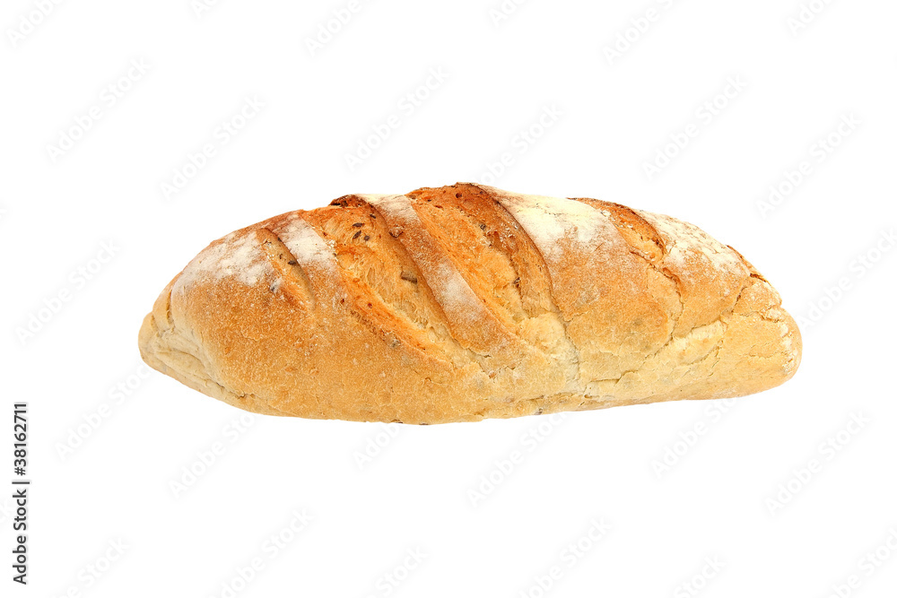 pain artisanal sur fond blanc