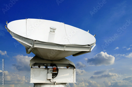 White Satellite dish point to the sky