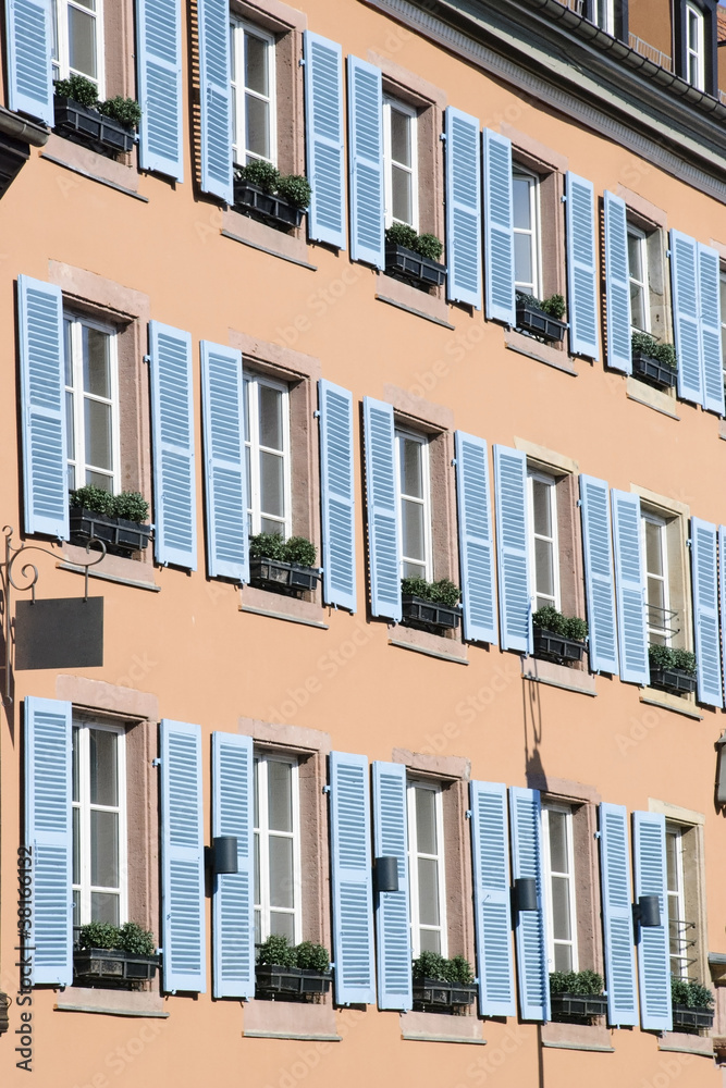 Fototapeta premium House Frontend with Blue Shutters