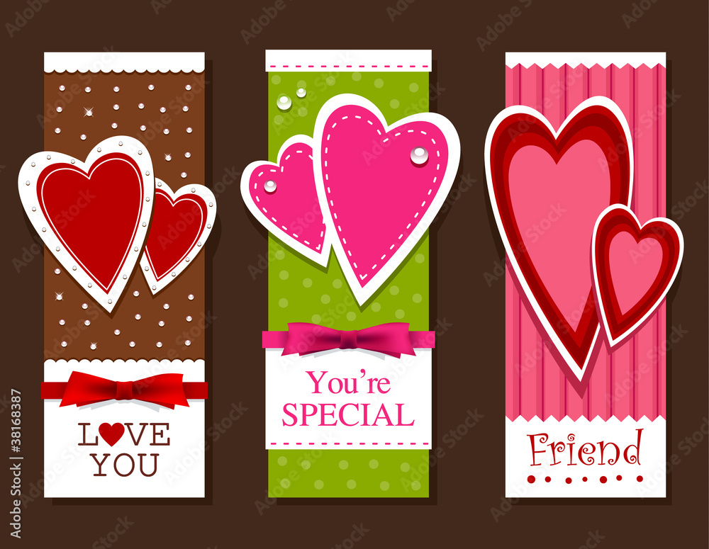 Valentines day postcards. Layered. Vector EPS 10 illustration.