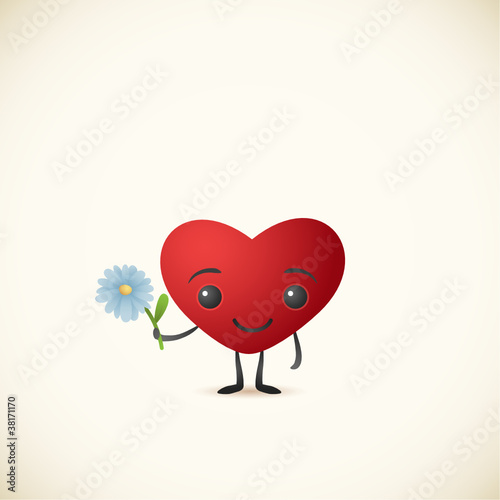 Cartoon heart, flower