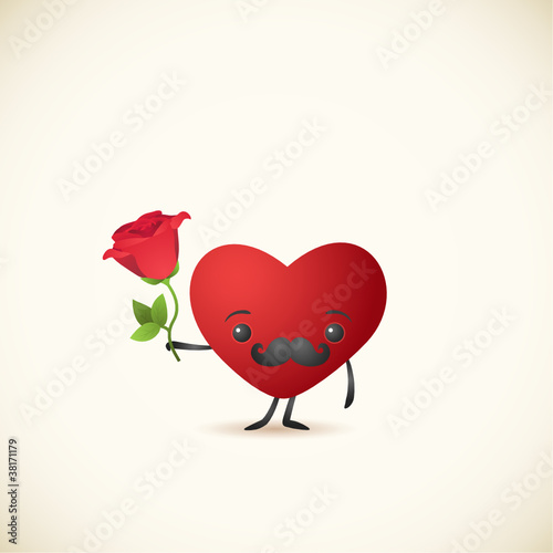 Cartoon heart, rose 1