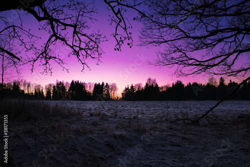 Obraz na płótnie Sunrise in winter w salonie