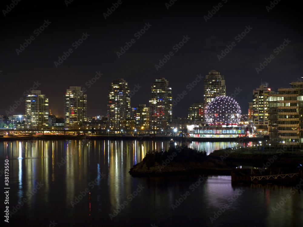 City of Vancouver and world of science at night.