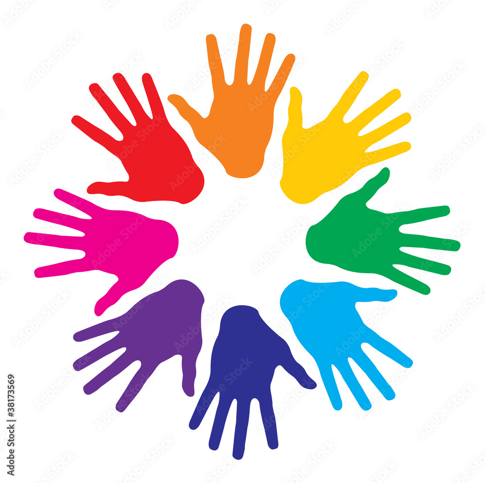 Obraz premium colorful hand prints, abstract vector illustration for design