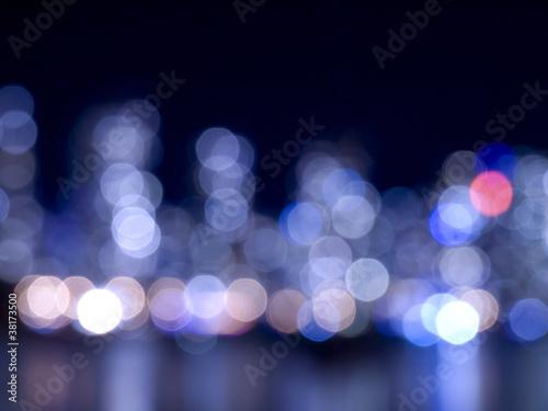 CIty night light and water reflection