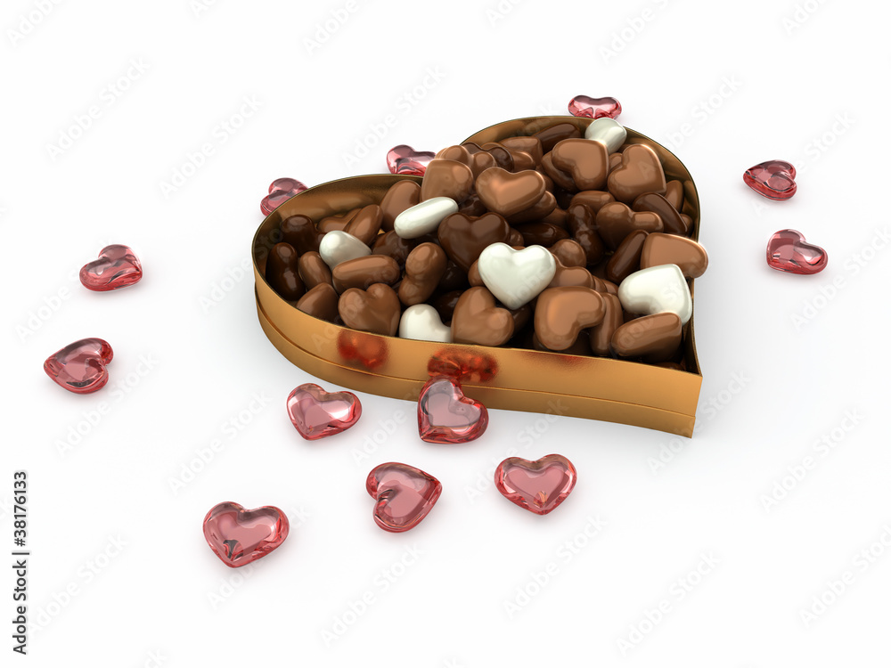 Obraz premium heart box of candy chocolates