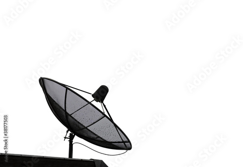 Satellite dish on the roof of building