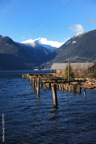 old wharf and building at Britania Beach Canada