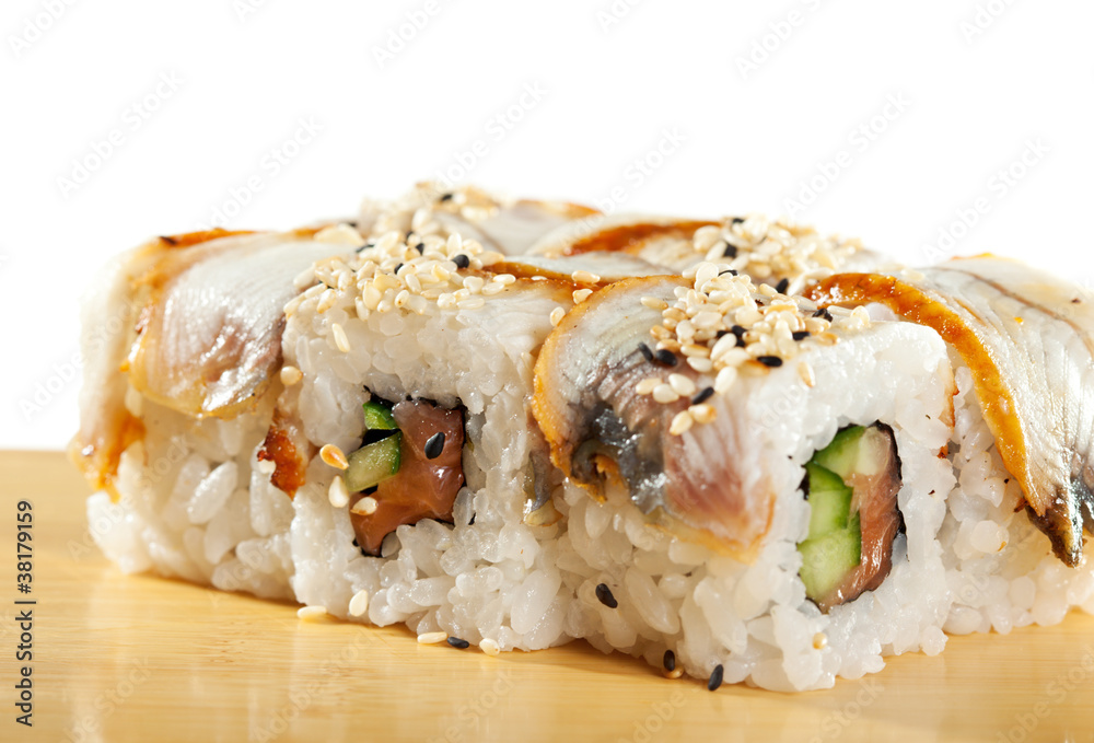 Salmon and Smoked Eel Maki Sushi Salmon and Smoked Eel Maki Sushi