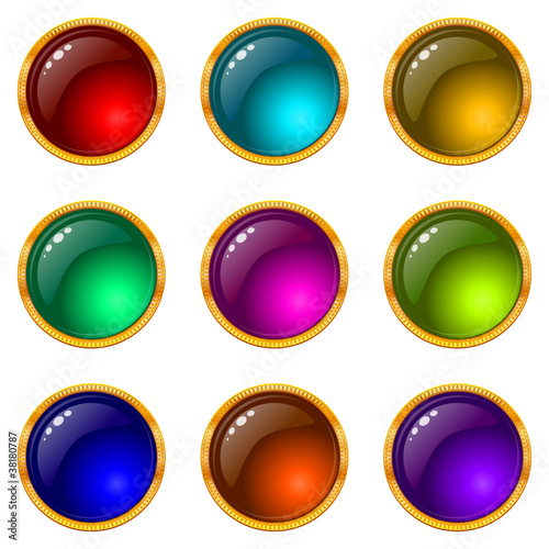 Buttons with gems, set, round