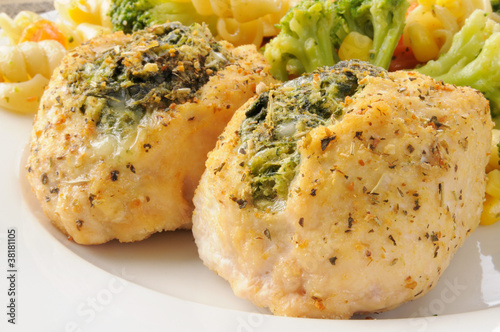 Fototapet Chicken breasts stuffed with spinach florentine